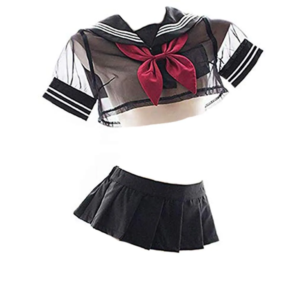 Black Аниме школьная форма 2Ps Sailor Косплей белье японское клубничное нижнее белье Экзотические костюмы нижнее белье 3 шт. комплекты одежды - Цвет: Black
