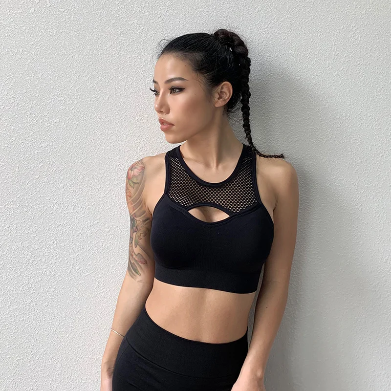 Для женщин Сплошной Push up Sexy ударопрочный Спортивный Бюстгальтер Эластичный