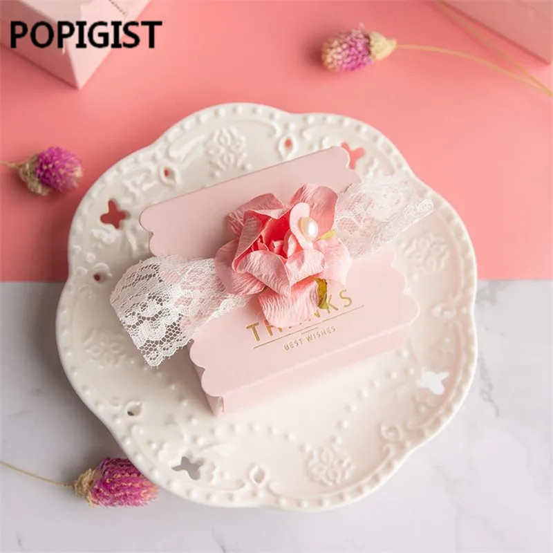 Креативные розовые цветочные свадебные сувениры DIY конфетные коробочки bomboniera