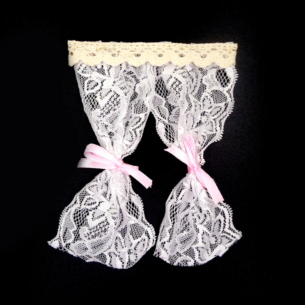 

Lovely Handmade Dollhouse Miniatures Home Decoration Lace Curtain for 1/12 Scale Dollhouse Accessory