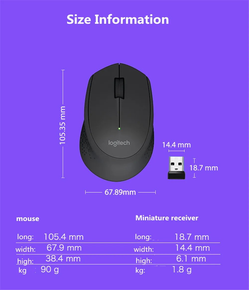 logitech M280 Беспроводная игровая мышь Поддержка мыши для офиса Тесты с USB нано-приемник 1000 точек/дюйм для Windows 10/8/7/vista и Mac OS