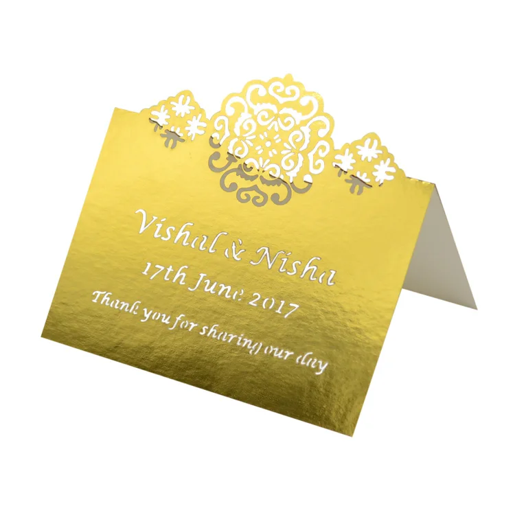 Золотой металлик бумага Лазерная резка свадьба на заказ место карты | Дом и сад