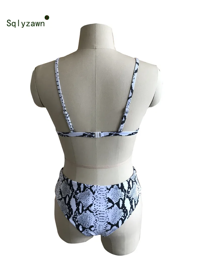 

Sexy Snake Leopard Print Bathing Suit 2019 Female Beach Sunbathing Women Beach Swimwear Thong Push Up High Waist Spa Set Suits