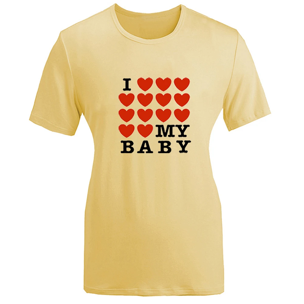 Женская футболка с принтом I Love my Baby короткими рукавами и графическим рисунком