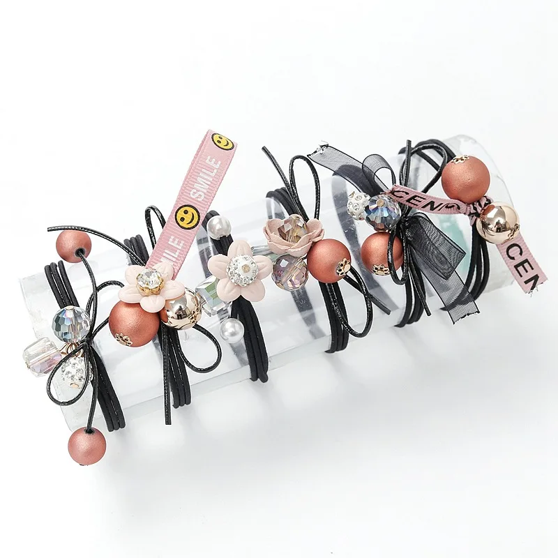 

6pcs/set Plastic Storage Bottle Packing Female Hair Accessories Elastic Hair Bands Ponytail Decoration