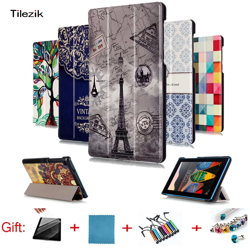 Цветной рисунок из искусственной кожи Стенд чехол для lenovo TAB3 Tab 3 7 Essential 710 710I TB3-710F