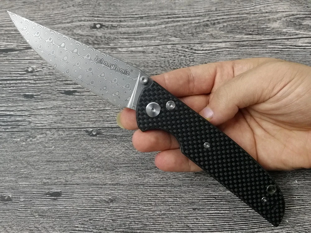 Jonnyjamie Vikinger 3," углеродное волокно и TC4 титановая ручка Дамаск/CPM S35VN лезвие тактический складной боевой выживания Ножи