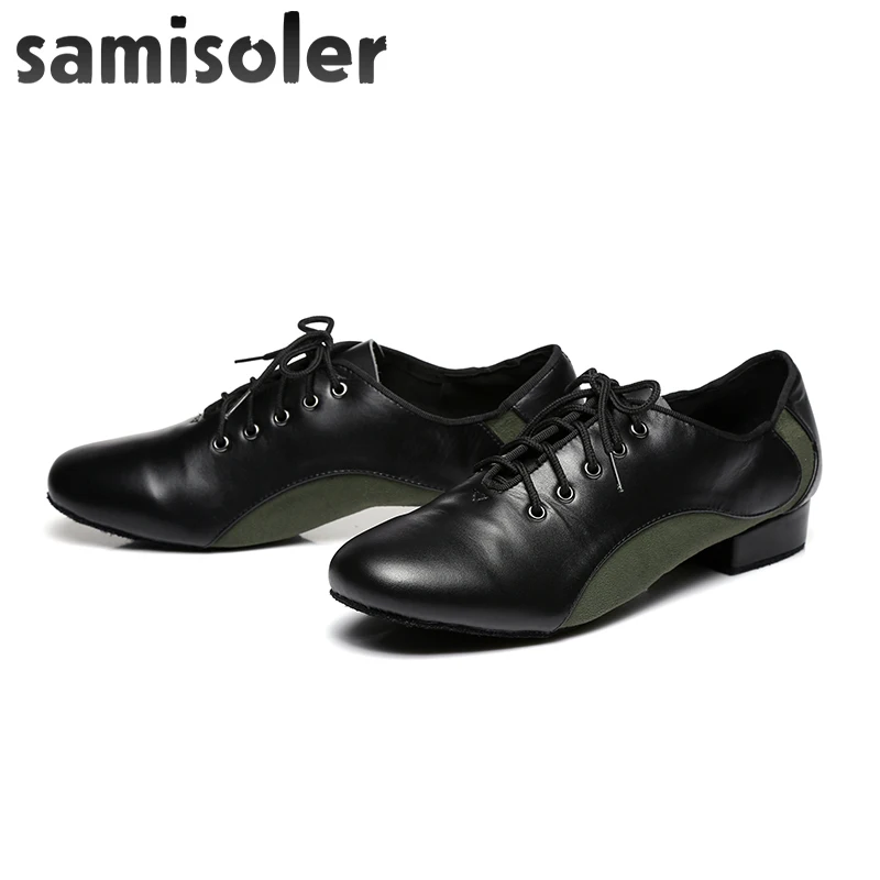 Мужские черные кожаные туфли Samisoler W для бальных танцев обувь современных на