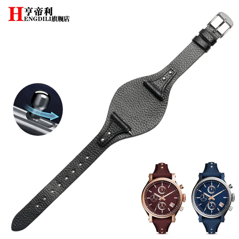 black-silver buckle Первый слой телячьей кожи ремешок для Fossil ES3616 ES3838 ES4114 Женская Серия 18 мм Натуральная кожа ремешок для часов Quick release - Цвет ремешка: black-silver buckle