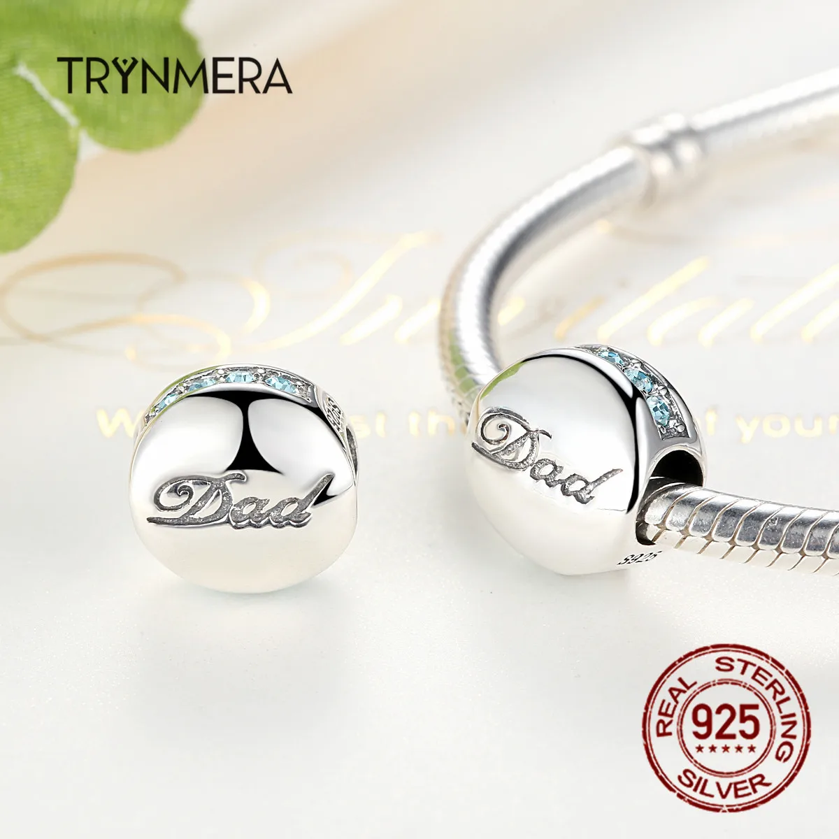Trynmera натуральная 925 пробы серебра с синими кристаллами папа очаровательный