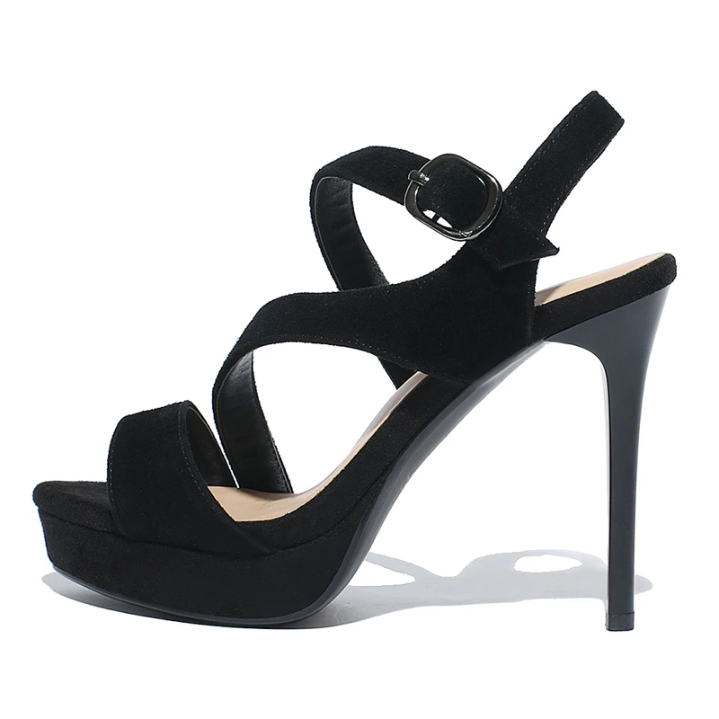 

ENMAYER Kid Suede Basic Casual Woman Sandals 2019 Summer Women Fashion High Heel Sandals Size 34-39 LY1164