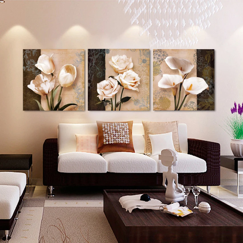 

Canvas HD Prints Poster Wall Art Pictures 3 Pieces Abstract Tulip Flowers Paintings Modular Home Decor For Living Room Framework
