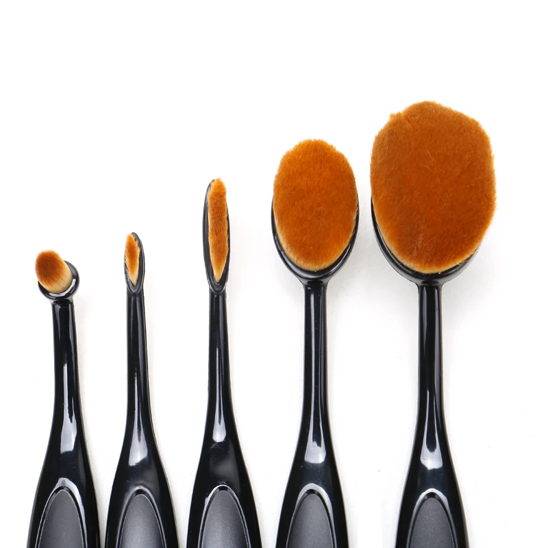 5 Шт./компл. Овальной Макияж Кисти Фонд make up Brush Set Комплект Черный Зубная Щетка BB