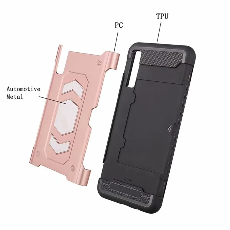 Heavy Duty Car Magnet Armor Case For Samsung Galaxy A7 2018 A750 Shockproof Cover Back Card Slots | Мобильные телефоны и