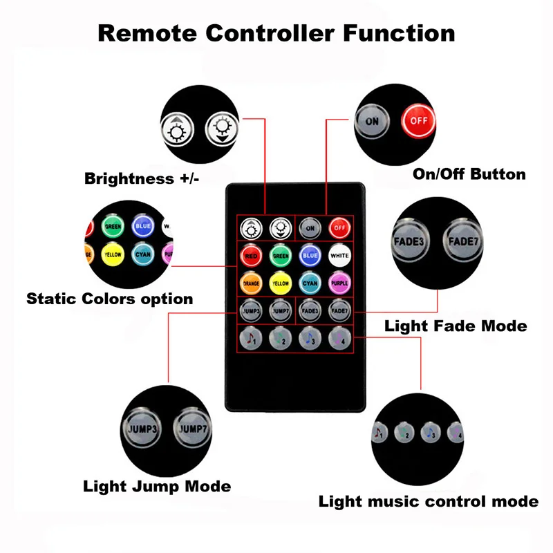 4 шт. Автомобильная RGB Светодиодная лента для салона света многоцветный музыка