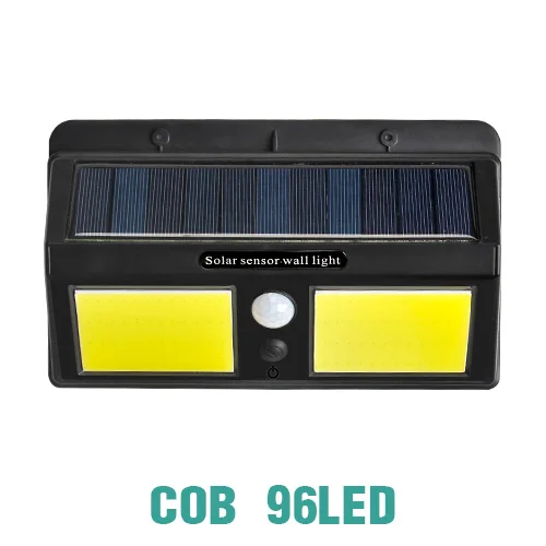 96LED COB Solar Lamp Светильник на солнечной батарее для наружного сада, светодиодный светильник на солнечной батарее, настенный светильник, PIR датчик движения, водонепроницаемый, IP65, декоративный - Испускаемый цвет: 96LED COB Solar Lamp