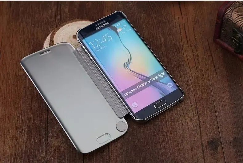 Mirror Clear Smart Cover View For Samsung GALAXY S6 Edge Case Screen Flip Leather Galaxy G9200 G920 | Мобильные телефоны и