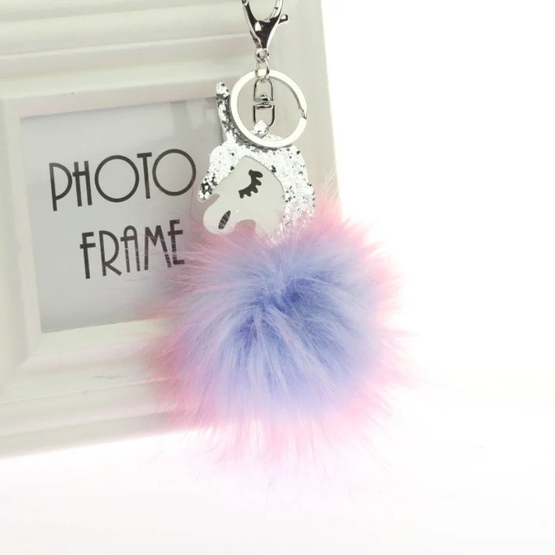 1Pcs Animal Unicorn Fur Keychain For Men Women Bag Car Ornament Phone Key Chain Kids Birthday Wedding Party Favors Gifts | Дом и сад