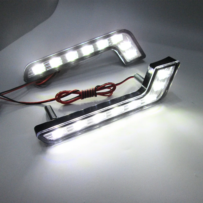 2 шт. подсвеченные дневные ходовые огни L-типа 5050 8SMD 8LED 6000K 12 В постоянного тока