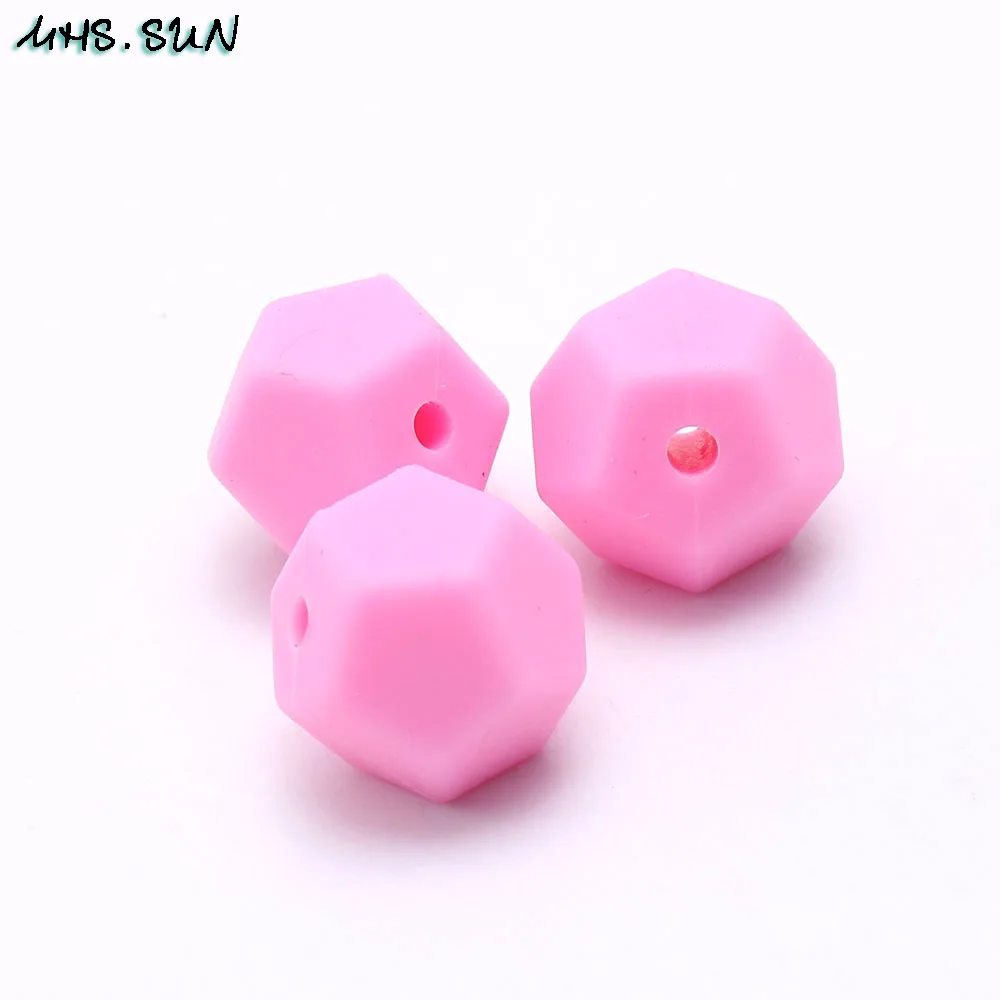 Pink MHS. SUN 20 шт 15 мм Силиконовые бусы для прорезывания зубов, Прорезыватель для зубов, игрушка для самостоятельной сборки, подарок для ребенка, силикон для ожерелья, цепочка для соски - Цвет: Pink