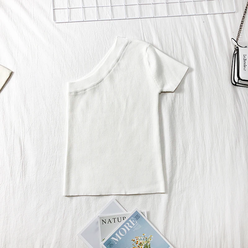 Женские вязаные свитера с асимметричным воротником 2019 топы на одно плечо