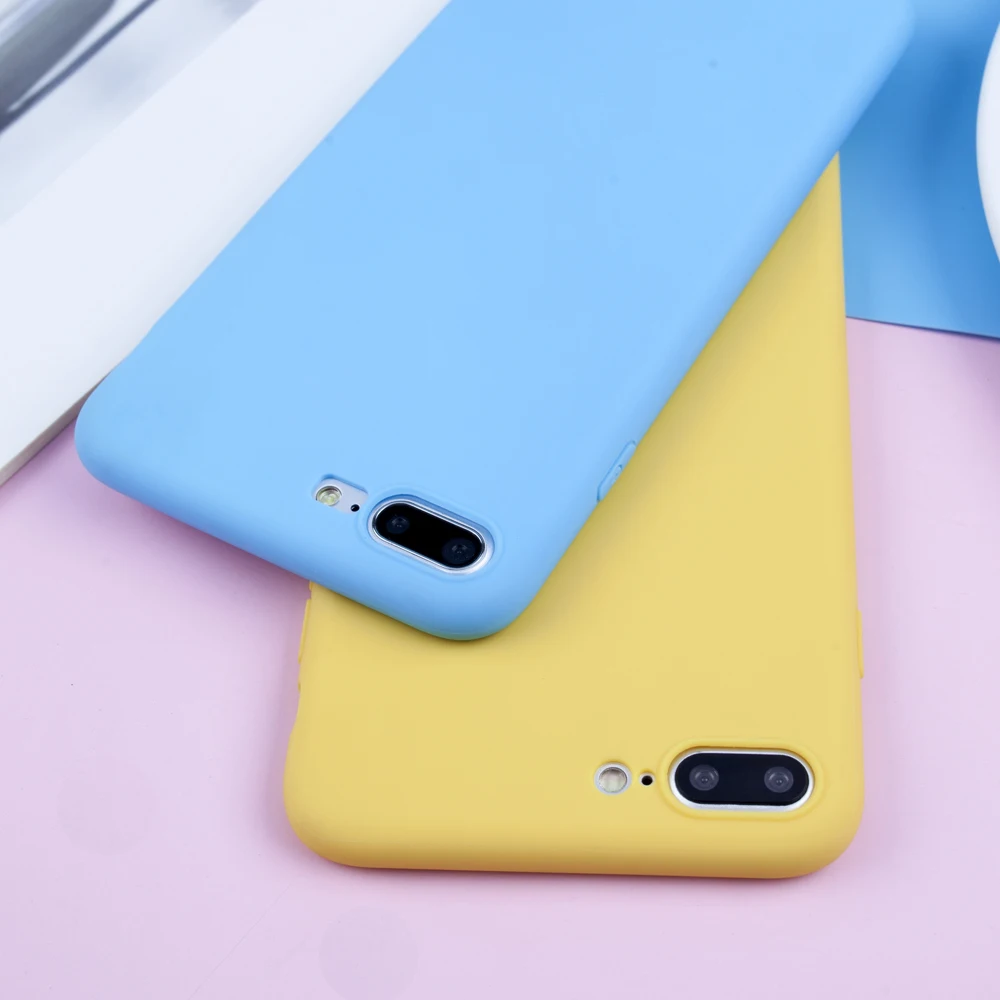 Чехол для iPhone 7 телефона ярких цветов 6 6s 8 X Plus 5 5S SE XR XS Max простой однотонный