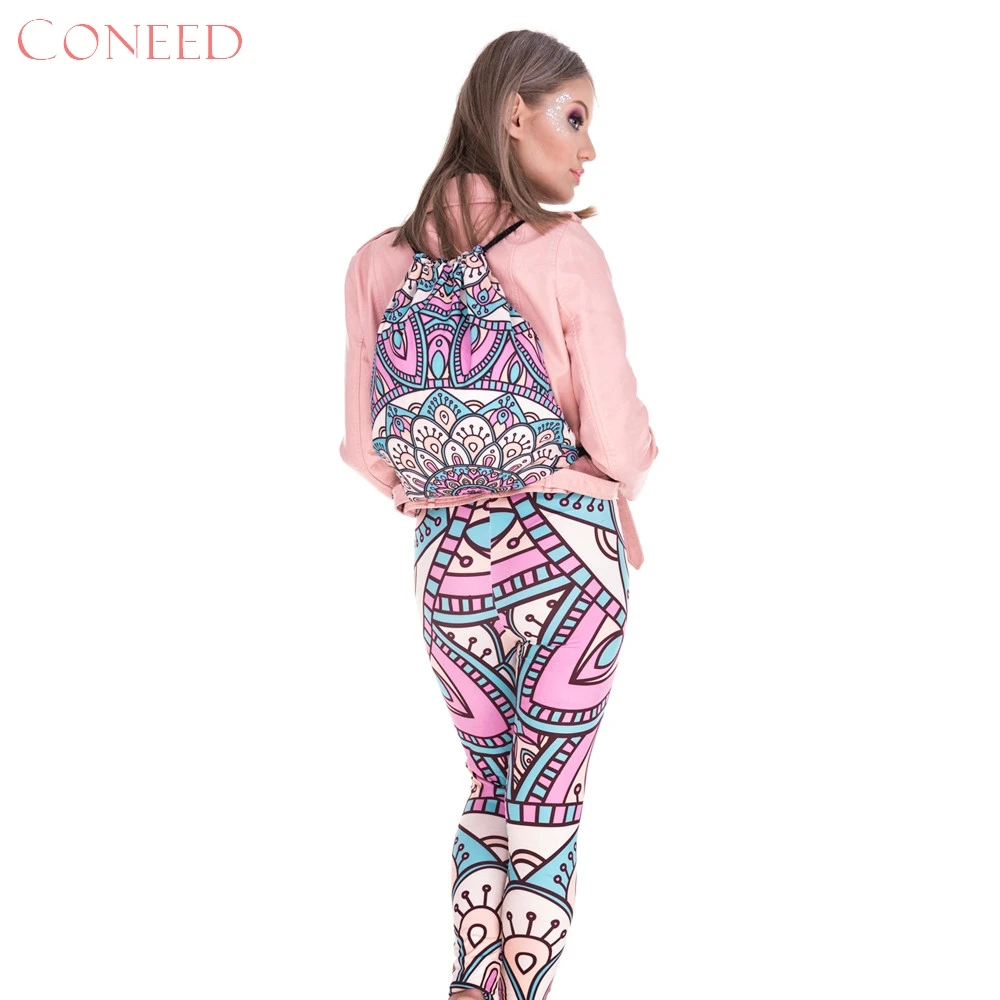 CONEED школьные сумки Прямая поставка 2017 модная унисекс Мандала 3D сумка на шнурке с