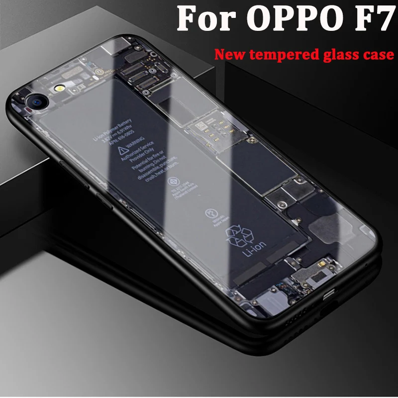 Роскошные Ретро Мультфильм закаленное Стекло задняя крышка для OPPO F7 Защитные