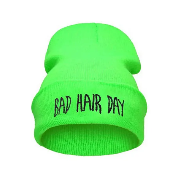 Neon Green Модная новинка, унисекс, для женщин и мужчин, зимняя шапка с плохим мехом, шапка, Вязанная, в стиле хип-хоп, Спортивная, теплая, лыжная шапка, touca feminina Z1 - Цвет: Neon Green