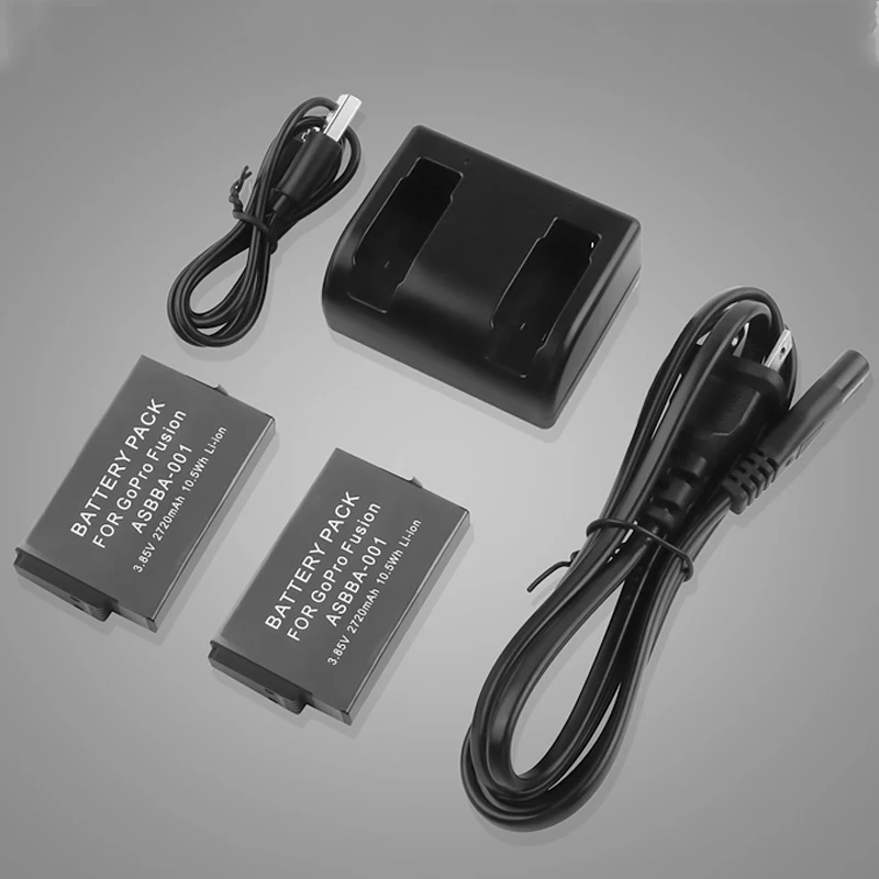 2 шт 2720 mah 360 VR камера батарея для Gopro Fusion+ двойные батареи зарядное устройство для Gopro Fusion Go Pro Аксессуары