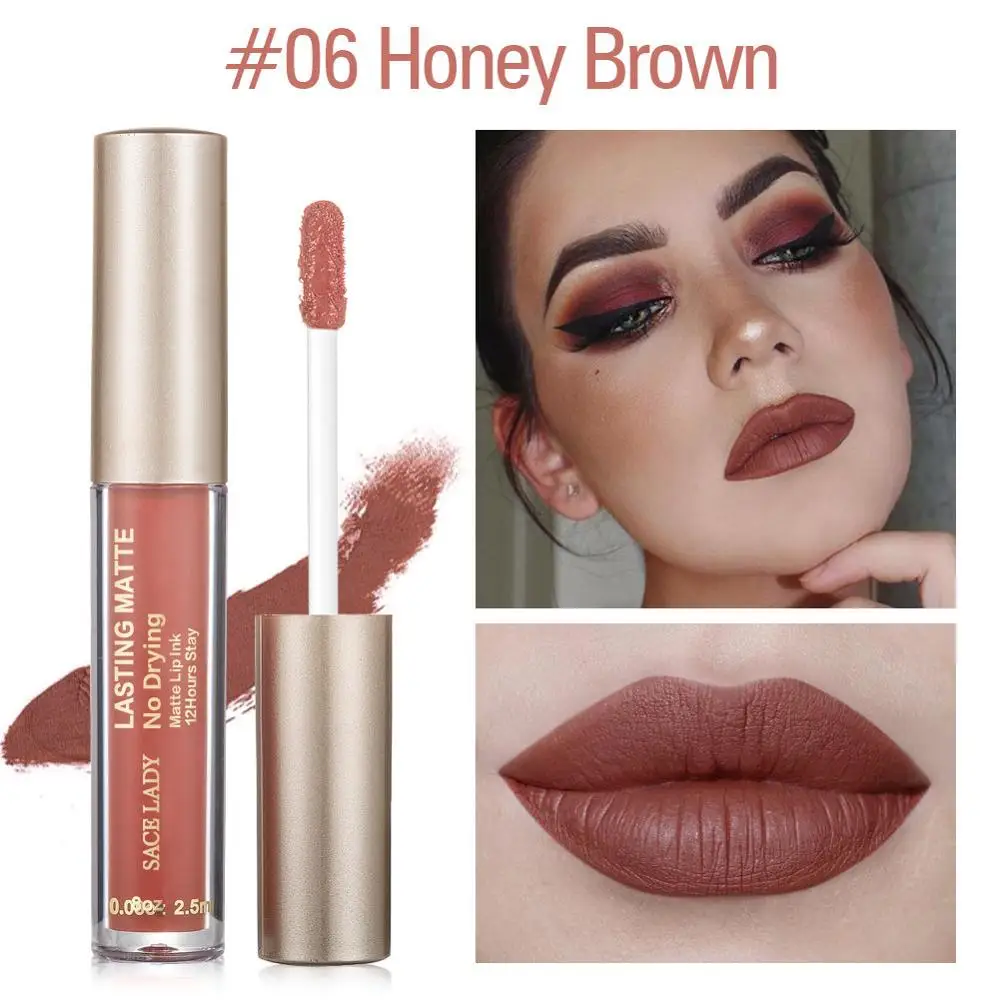 06 Honey Brown SACE LADY матовая губная помада макияж 23 Цвета жидкая губная помада красный телесный оттенок для губ увлажняющий макияж водостойкий стойкий косметический - Цвет: 06 Honey Brown