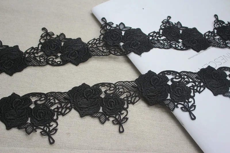 black pattern 7 см 2,75"-3 ярдов/партия DIY ремесло Водорастворимая кружевная отделка, Venise кружевной отделкой, винтажное кружево - Цвет: black pattern