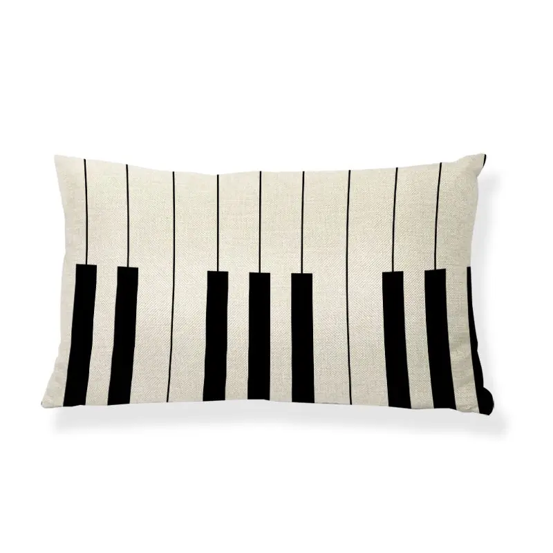 Черно-белые наволочки с изображением музыкальной тематики скандинавский