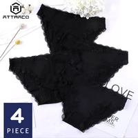 attraco women underwear panties briefs cotton soft ladies cozy solid packs of 4 hot sale breathable mid waist high quality cute