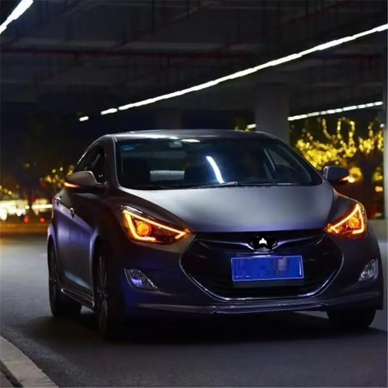 Боковой указатель поворота внешний стиль авто Drl светодиодные дневные ходовые части фары автомобильные фары в сборе для hyundai Elantra