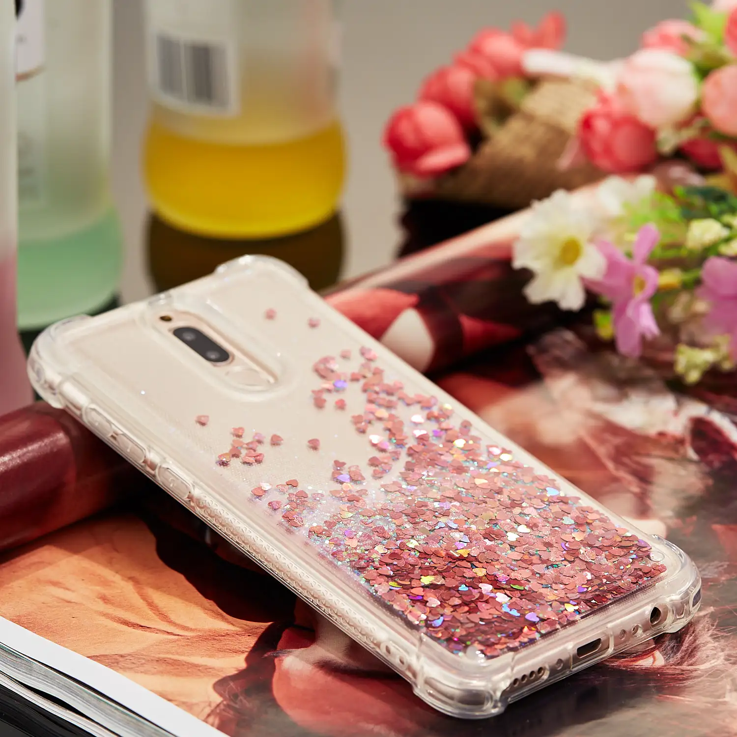 Роскошный блестящий чехол для Huawei Mate 10 Lite pro P8 2017 P10 динамическая Жидкая