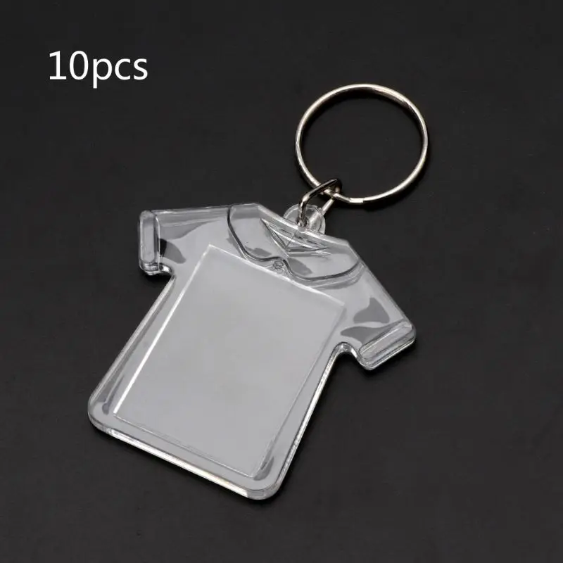 10Pcs Picture Blank Keyrings Transparent Acrylic Key Chains Insert Your Photo Picture Frame Keyring DIY Split Ring Gift - Цвет: 8