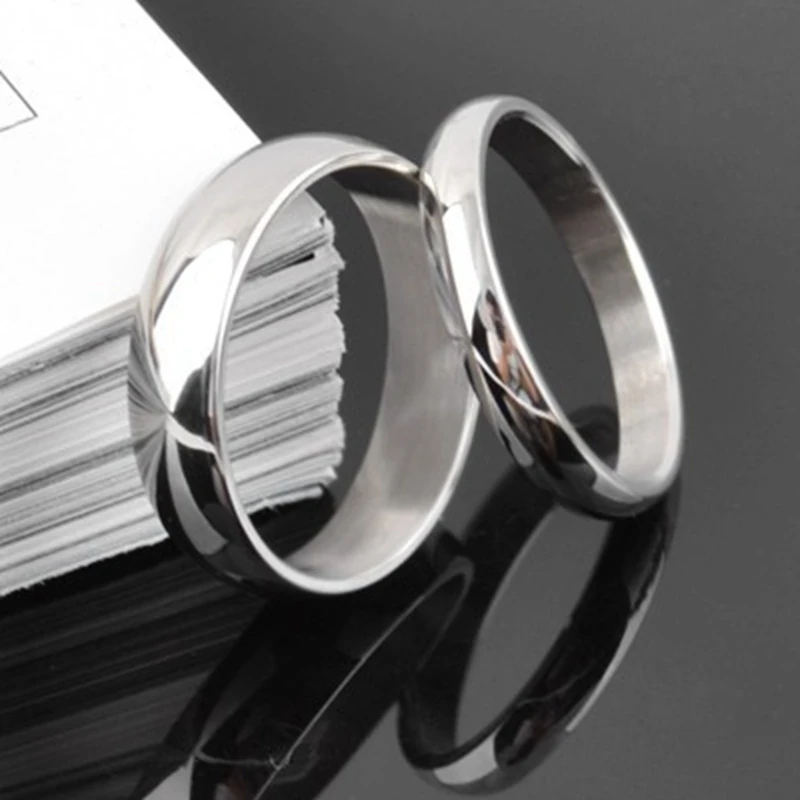 Womens Silver Rings Jewelry Titanium Steel Wedding Engagement Ring Ladies Girls Fashion Finger bijoux femme 1Pcs/Set | Украшения и