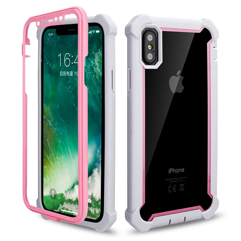 360 градусов угловая Подушка противоударный чехол для iPhone X XR XS Max 6 6S 7 8 Plus чехол TPU защитные бесплатные чехлы с закаленным стеклом