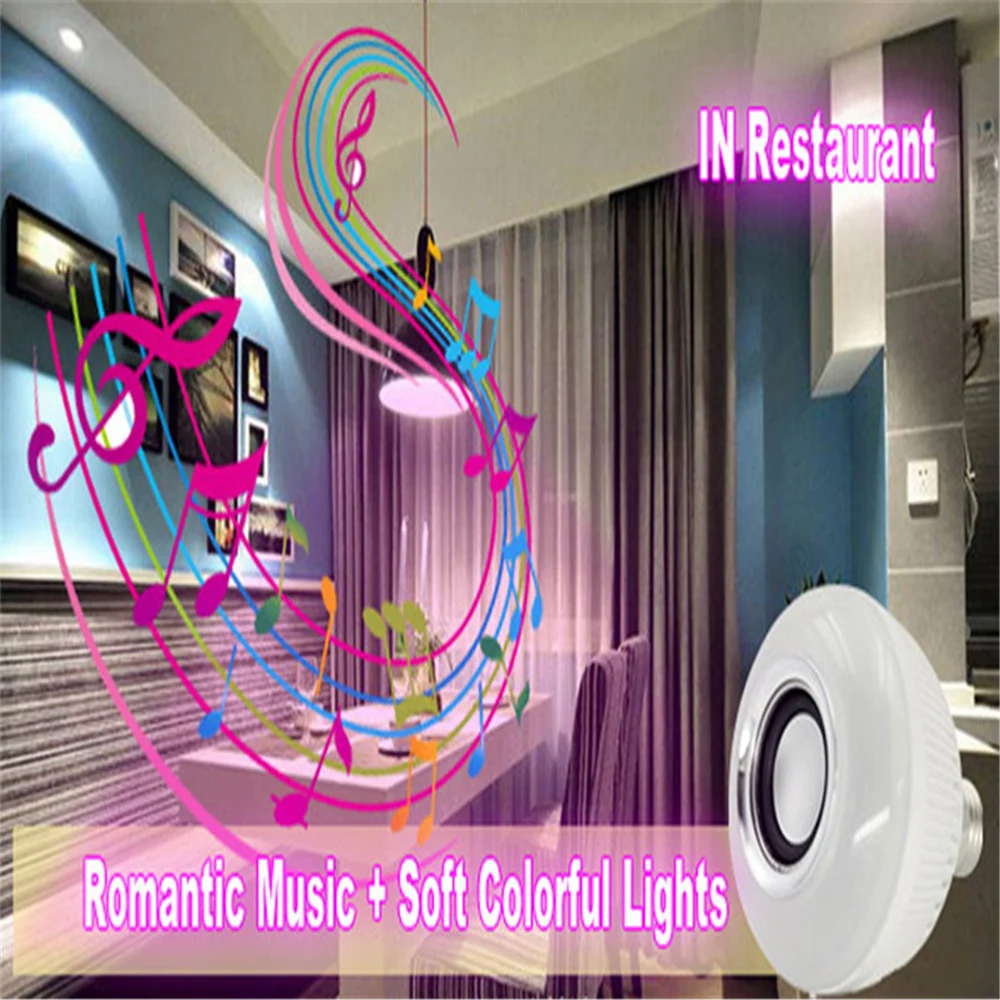 Портативная цветная светодиодная музыкальная лампочка громкоговоритель