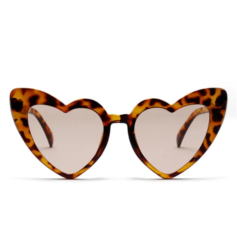 Leopard YOOSKE Love Heart Солнцезащитные очки женские милые сексуальные женские ретро солнцезащитные очки «кошачий глаз» винтажные 90s розовые очки красные очки flash - Цвет линз: Leopard