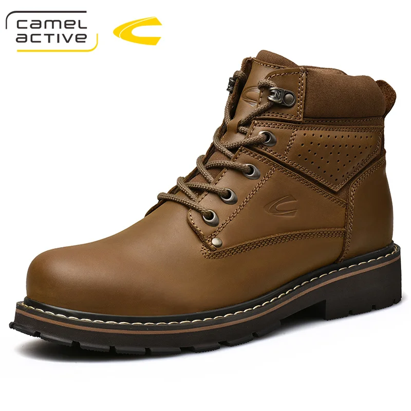 Camel Active новые мужские водонепроницаемые треккинговые ботинки зимние ботинки Профессиональные уличные прогулочные ботинки из воловьей кожи спортивная обувь - Цвет: khaki