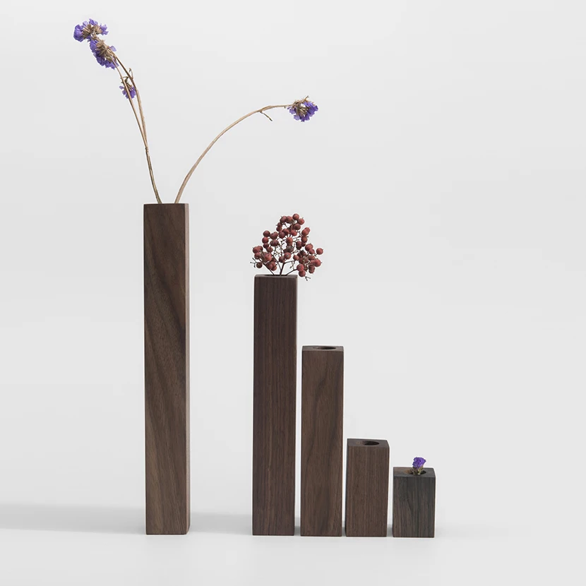 Черный орехового дерева вазы натуральное дерево блок для цветов домашнего