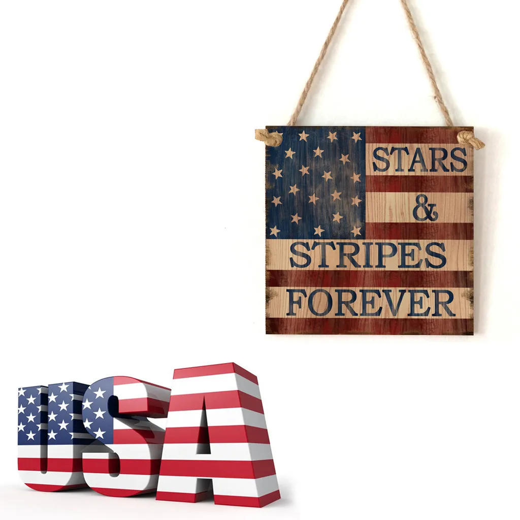 Американский 4th of July День Независимости деревянная табличка Бог благословит