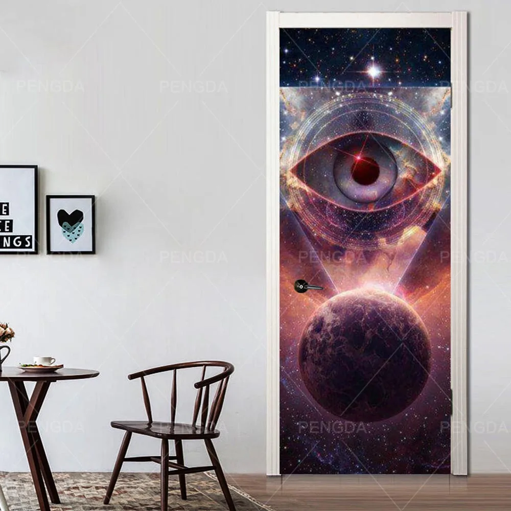Door XRN1539-02 Наклейка на дверь самоклеющаяся звездное небо канва для DIY печать картина настенное Искусство украшение дома Фреска гардероб переводная бумага для обновления интерьера - Цвет: Door XRN1539-02