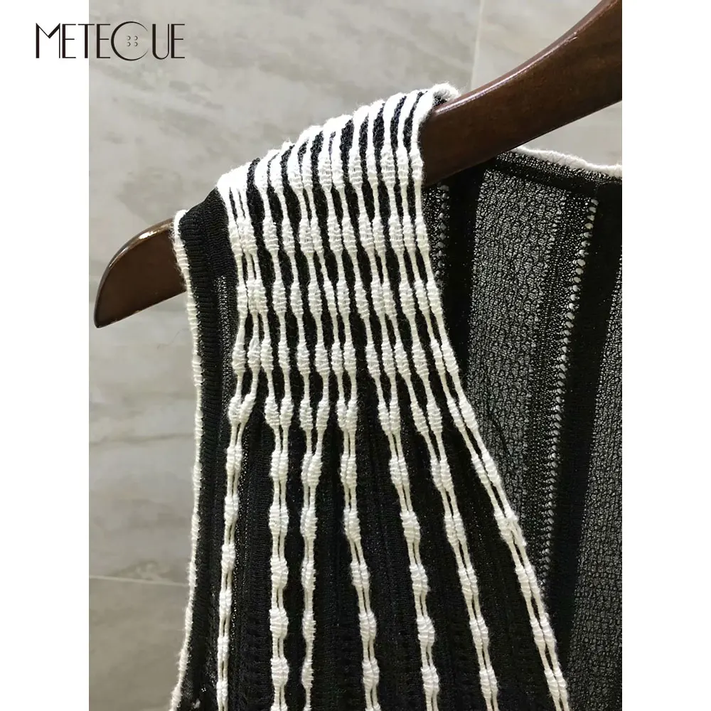 Черный и белый вязаный комплект из 2 предметов: платье с 100% шелковая подкладка 2019