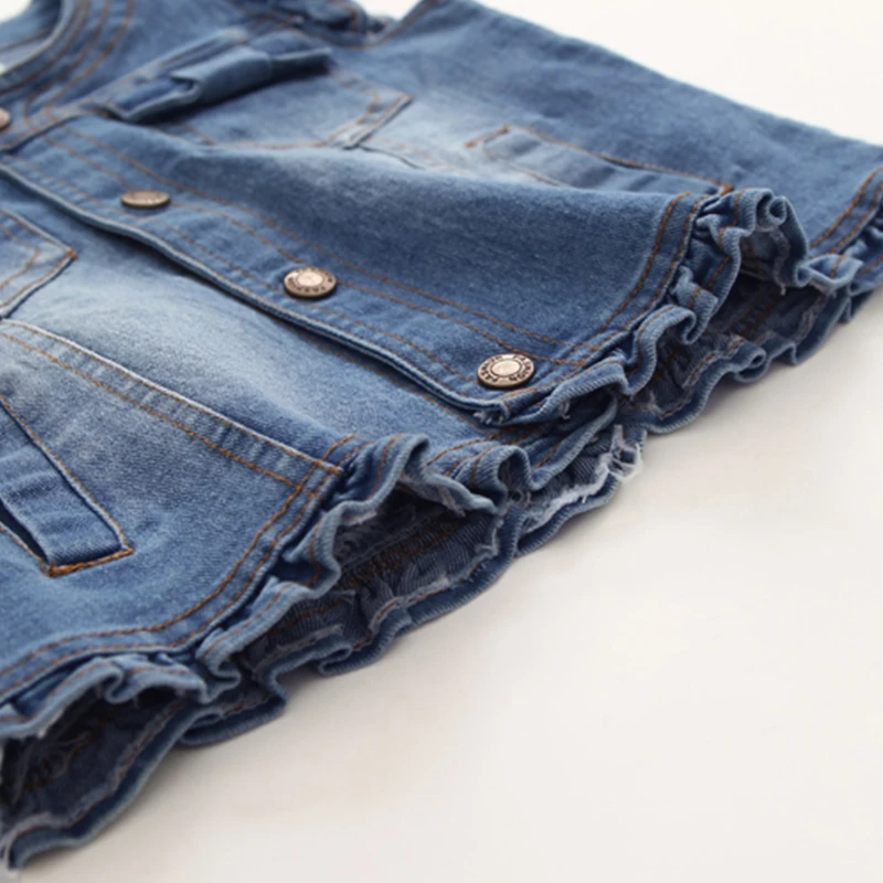 Джинсовый жилет с круглым вырезом на Возраст 3 10 лет|Жилеты| |