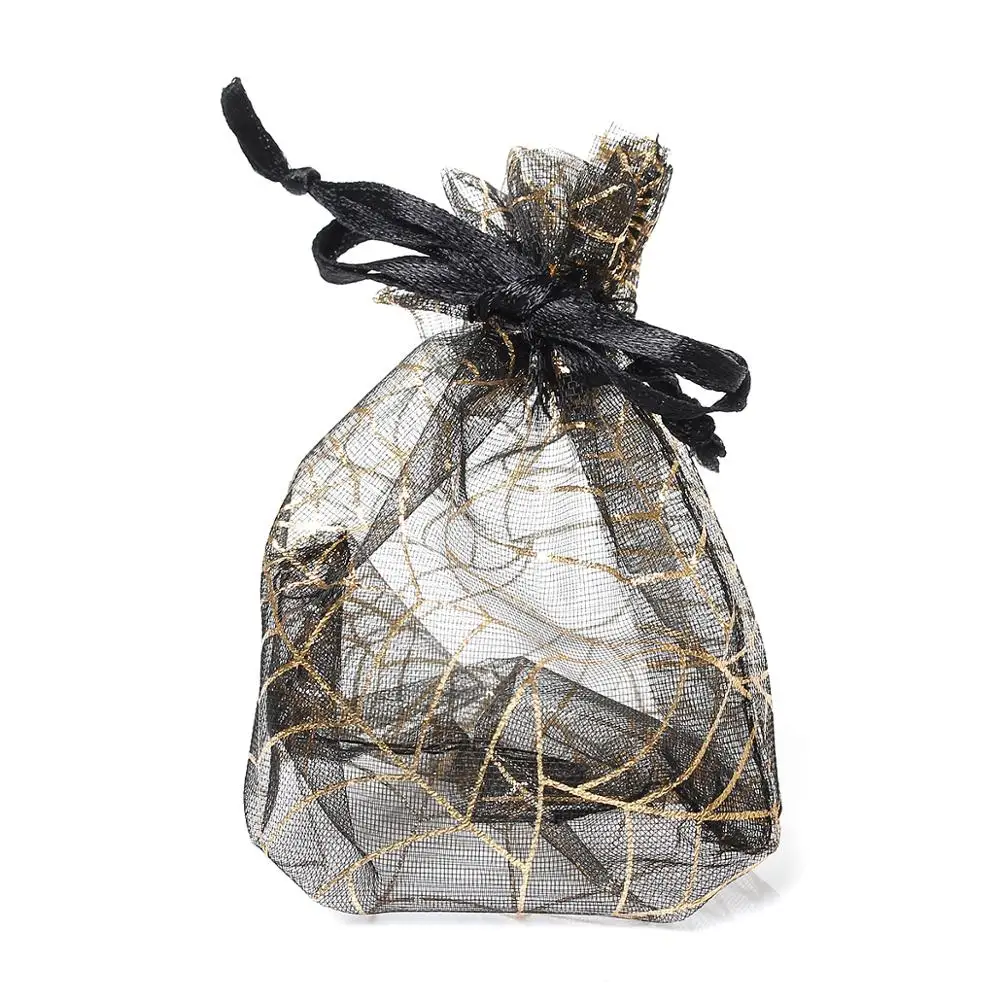 

DoreenBeads Retail Organza Drawable Jewelry Bags Gift Bags & Pouches Black Spider Web Pattern 11cm x 8.5cm,50PCs