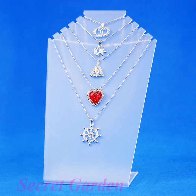 

Оптовая 2 Завод Высокое Качество Дешевые Матовый Акриловый Подвеска Цепи Ожерелье Демонстрационный Стенд Для 5 шт.