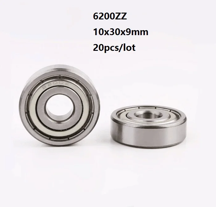 20 шт./лот 6200ZZ 6200Z 6200 Z ZZ 10*30*9 мм двойная крышка глубокий шаровой подшипник 10x30x9